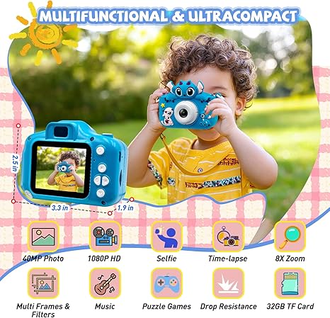 DinoSnap Kids Camera – Cute Cartoon Digital Camera for Children