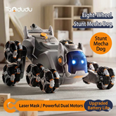 Eight wheel stunt robot dog, 360 degree rotation, horizontal driving children's robot dog toy, multi posture spray, super long endurance