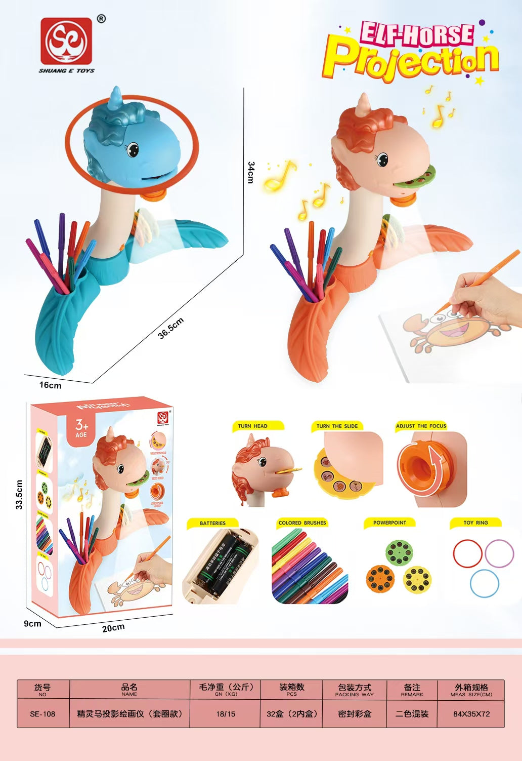 Elven Horse-themed painting projector, a fun and multifunctional projection device for children