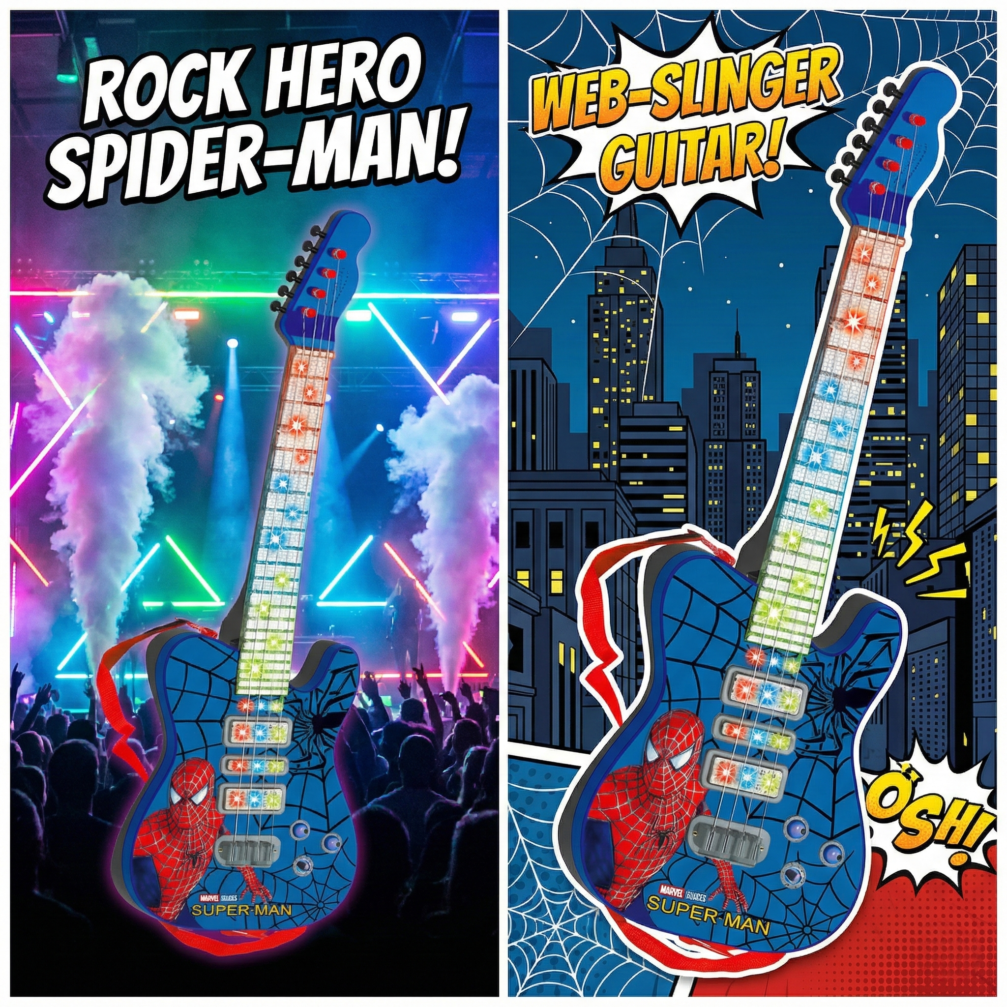 Children's simulated guitar, Spider-Man guitar, children's entry-level guitar instrument, simulated personalized guitar, musical instrument enlightenment